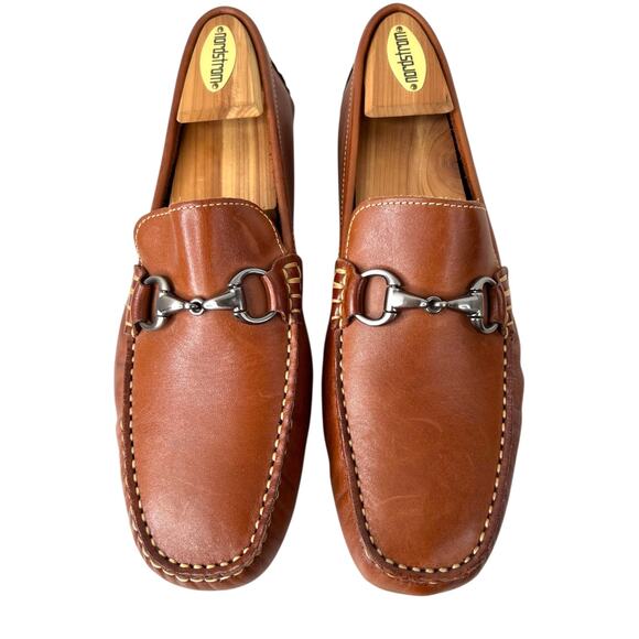 WALLIN & BROS. Leather Horsebit Loafers in Cognac Men's Size 9 M - Picture 1 of 16